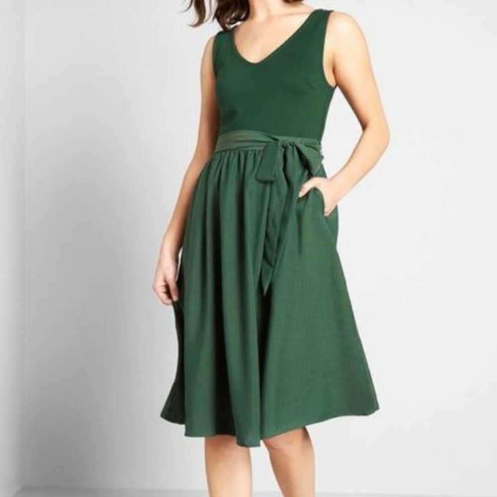 Modcloth Green Polished Influence Twofer Dress
